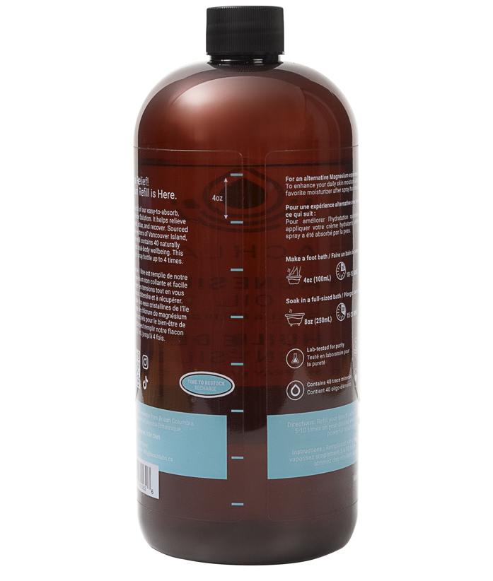 1L Magnesium Chloride Spray Refill and Bath/Foot Soak Solution